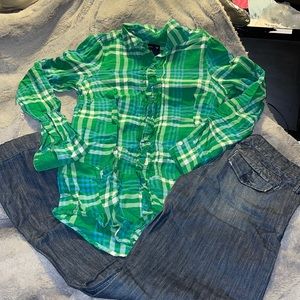 American Eagle Long Sleeve shirt and denim pants size 0
